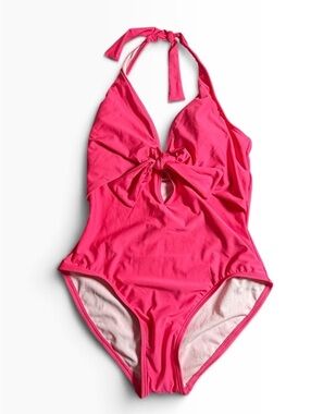 VINCE CAMUTO limoncello tummy control halter tie one piece swimsuit size 14 NWT